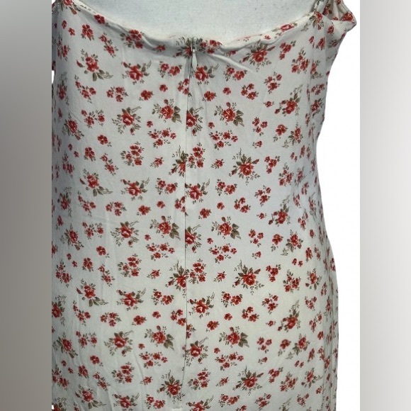 Reformation Floral Dress Medium Size 8 Red White Designer Midi Valentines - Picture 9 of 15